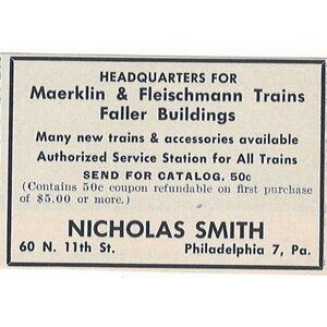 Nicholas Smith Headquarters Vintage Print Ad Original 1954 Philadelphia PA u